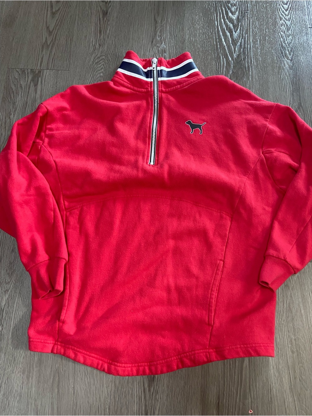 Victoria's Secret Red Quarter-Zip Pullover with Dog Logo